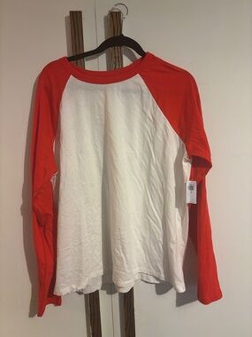 Red and White Long Sleeve Shirt